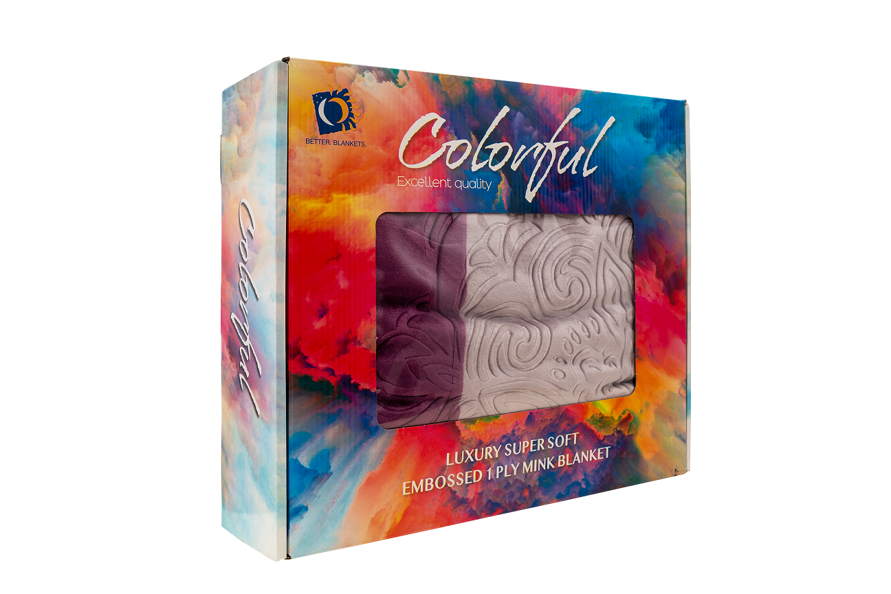 COLOURFUL FAUX MINK BLANKET - 1 Ply Queen