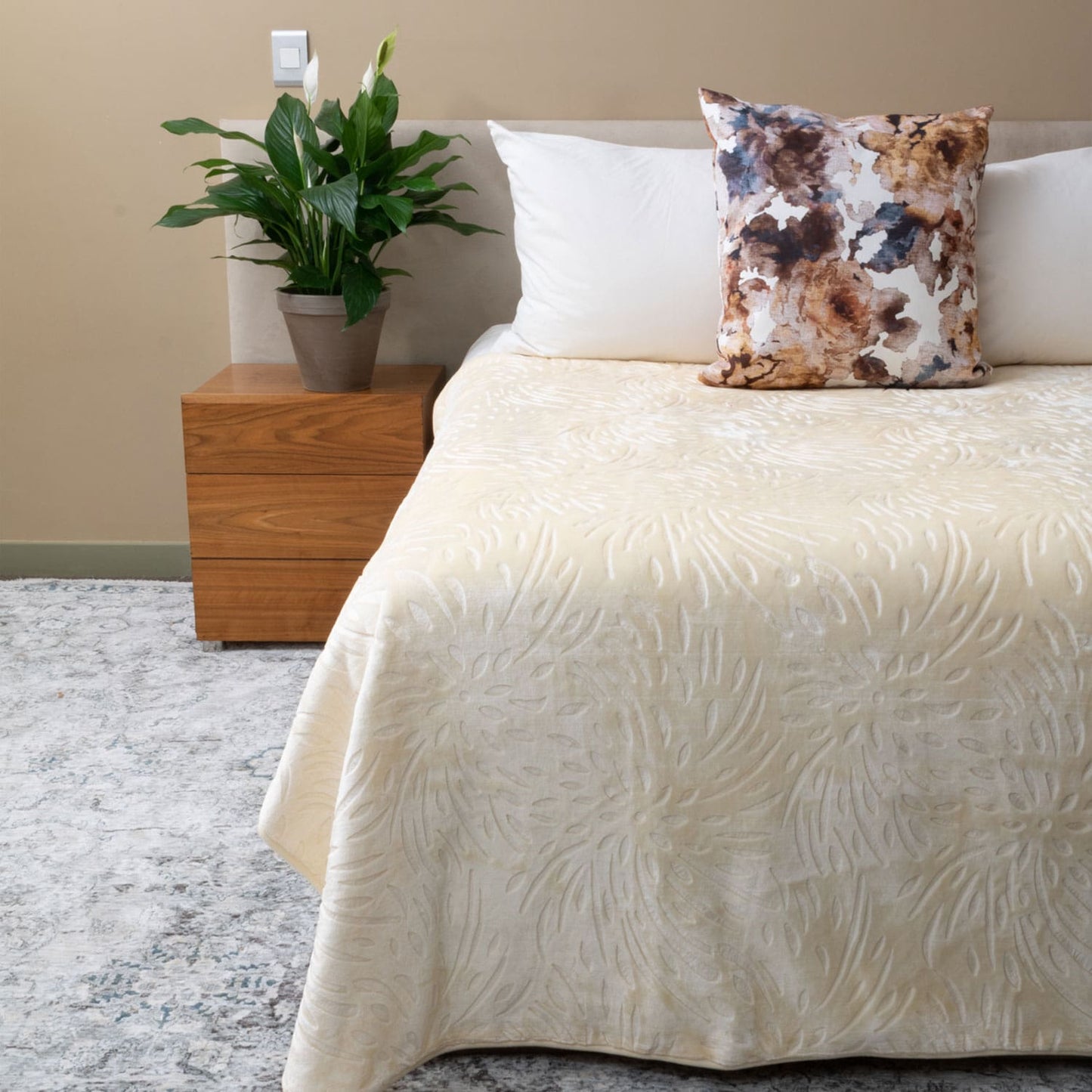 Faux Mink Blanket Queen Size spread on a queen bed for ultimate comfort