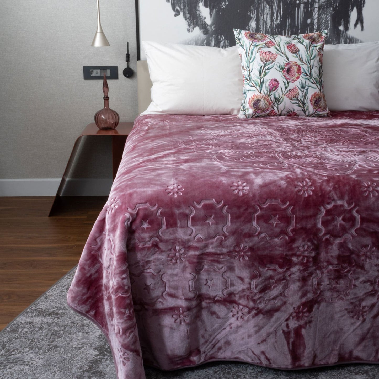 Faux Mink Queen Blanket adding comfort and style to a cozy living room