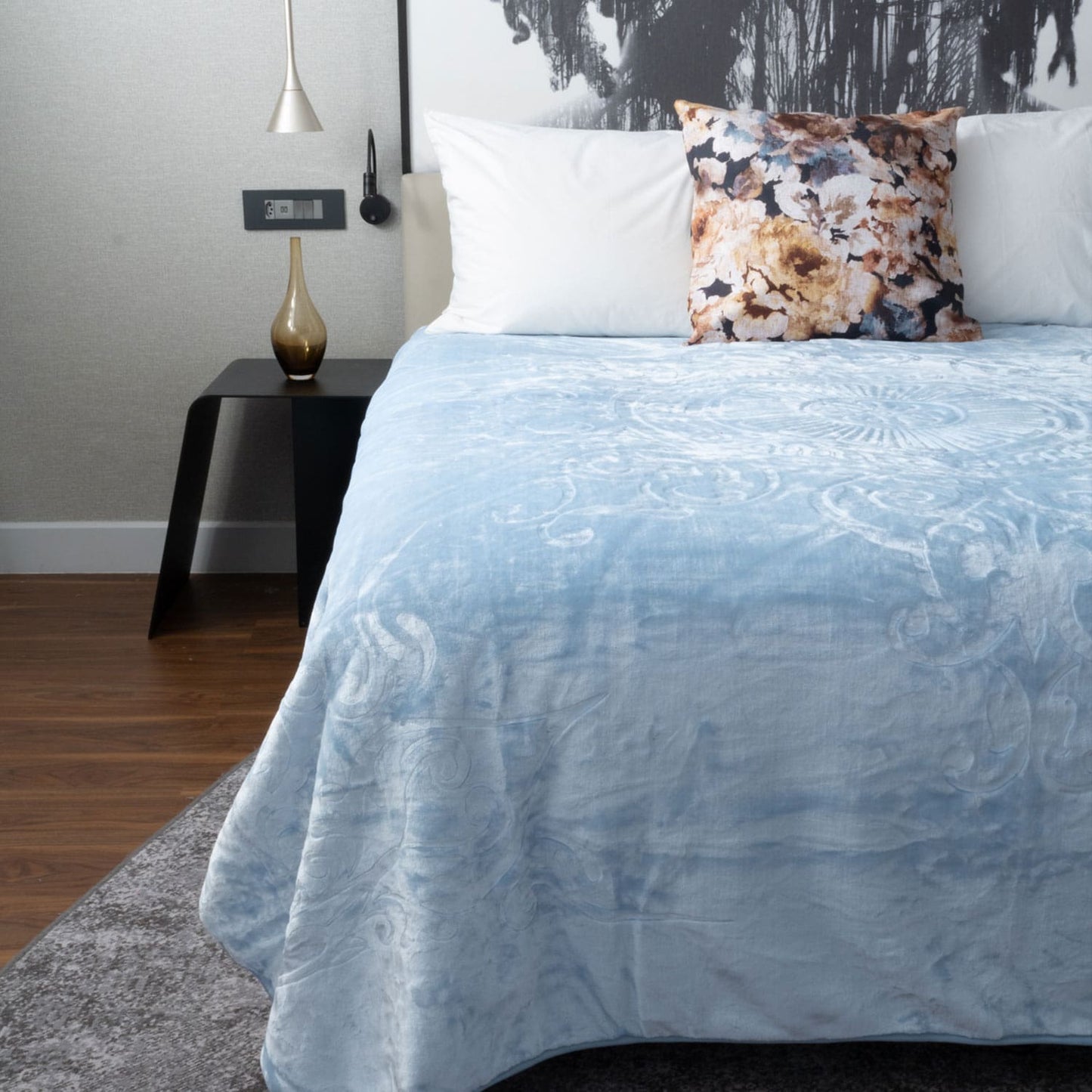 Luxury Faux Mink Queen Blanket enhancing bedroom decor with elegance