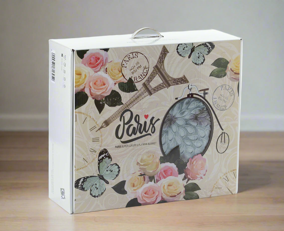 Detailed view of the elegant embossed pattern on the Paris Faux Mink Blanket