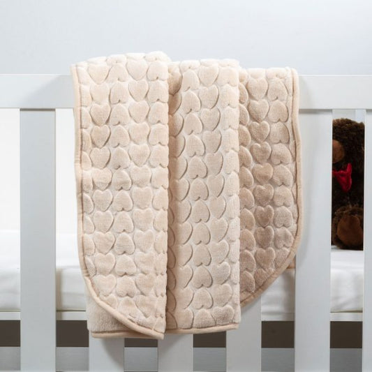 Soft Baby Faux Mink Blanket with Heart Pattern - Perfect for Newborns and Toddlers