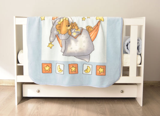Soft blue mink baby blanket with embossed design