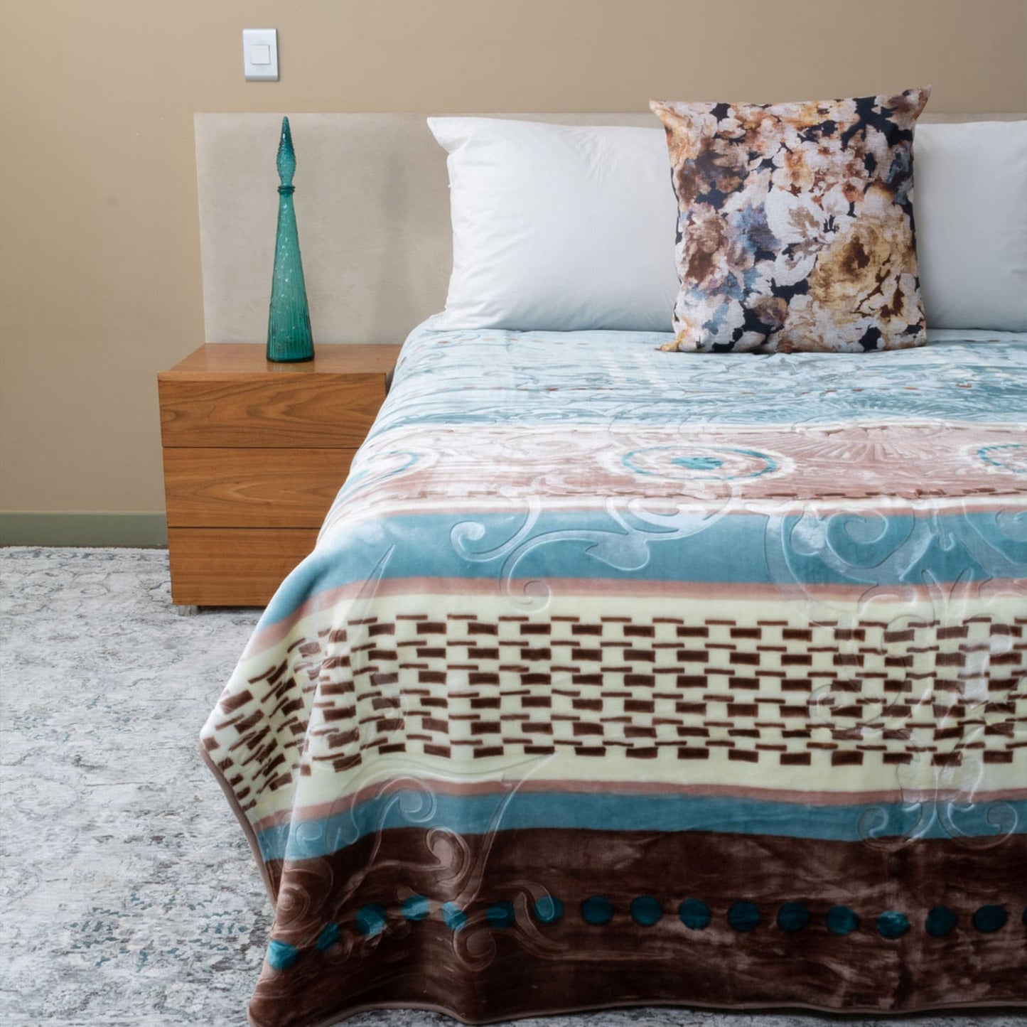 Luxury Paris Faux Mink Blanket Queen Size displayed in an elegant bedroom