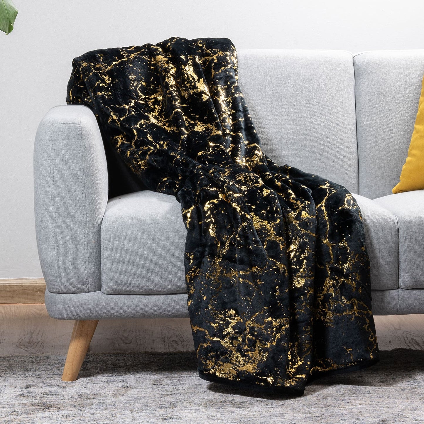 Close-up of the soft texture of the plush luxury blanket