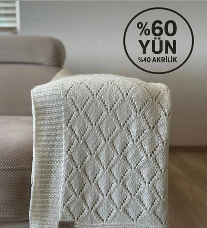 HERO CASA Wool Knit TV Blanket with Openwork