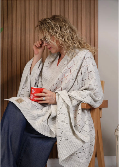 HERO CASA Wool Knit TV Blanket with Openwork