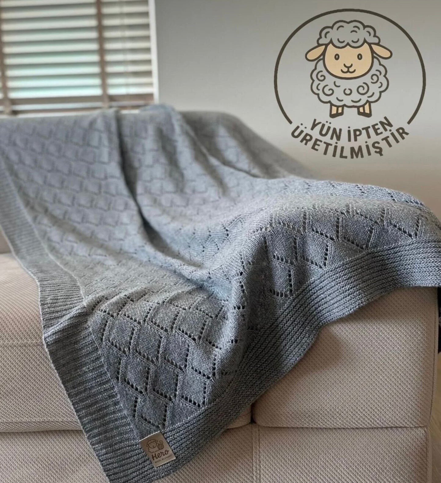 HERO CASA Wool Knit TV Blanket with Openwork
