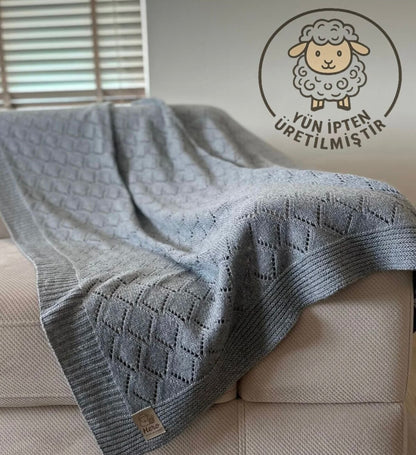 HERO CASA Wool Knit TV Blanket with Openwork
