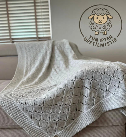 HERO CASA Wool Knit TV Blanket with Openwork
