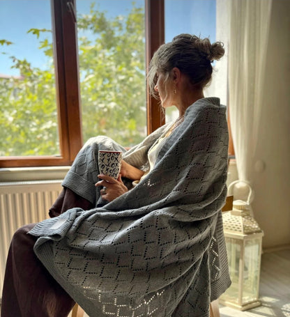 HERO CASA Wool Knit TV Blanket with Openwork