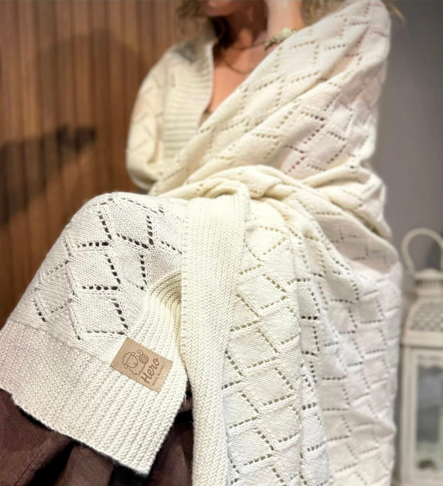 HERO CASA Wool Knit TV Blanket with Openwork