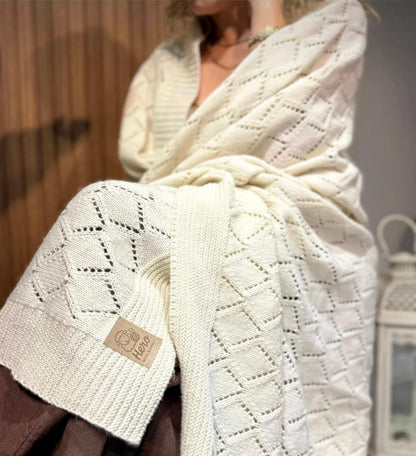 HERO CASA Wool Knit TV Blanket with Openwork