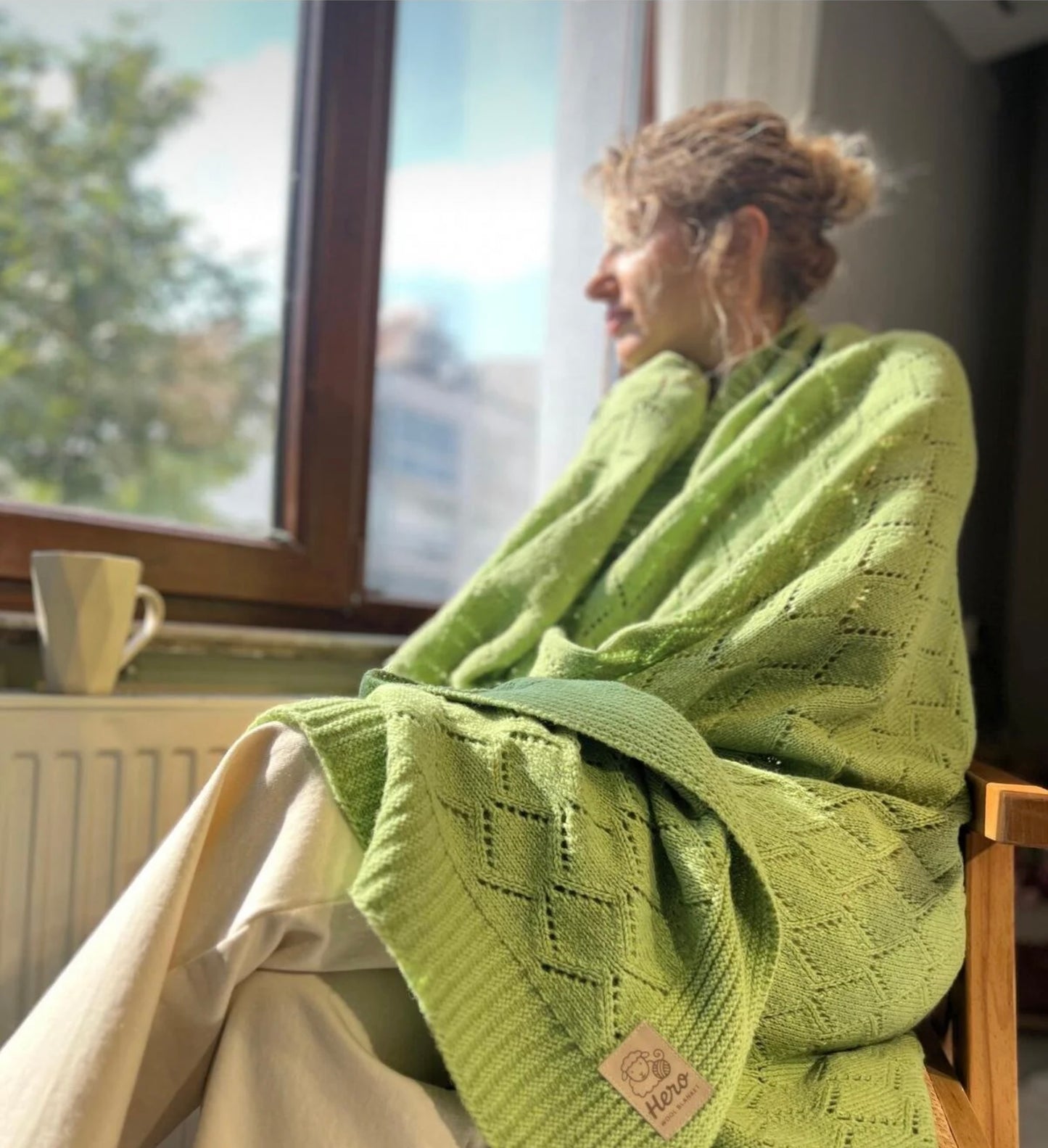 HERO CASA Wool Knit TV Blanket with Openwork