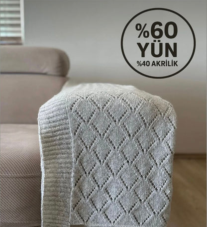 HERO CASA Wool Knit TV Blanket with Openwork