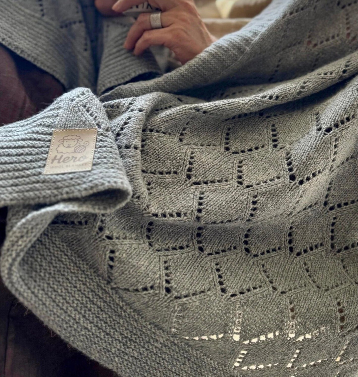 HERO CASA Wool Knit TV Blanket with Openwork