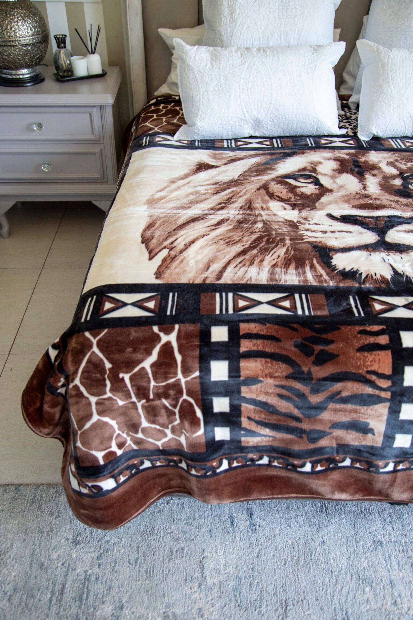 Folded Paris Faux Mink Blanket showing its 2 ply thickness and design