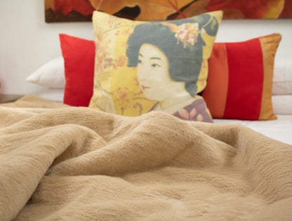 Side view of Hotel Plain Blanket showing thickness and rich texture