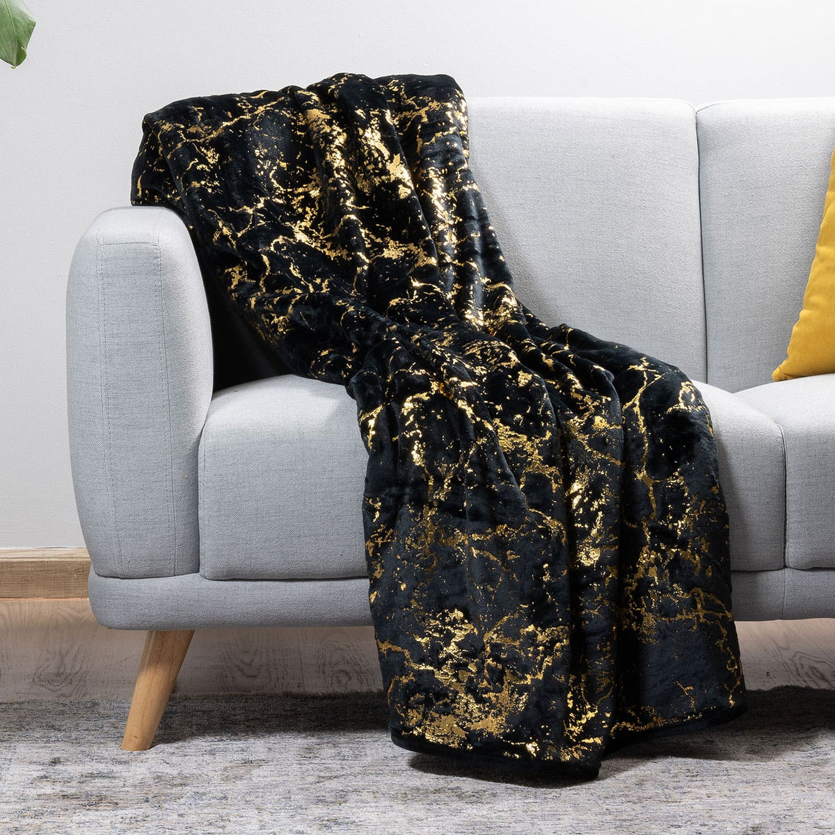 Close-up of the soft texture of the plush luxury blanket