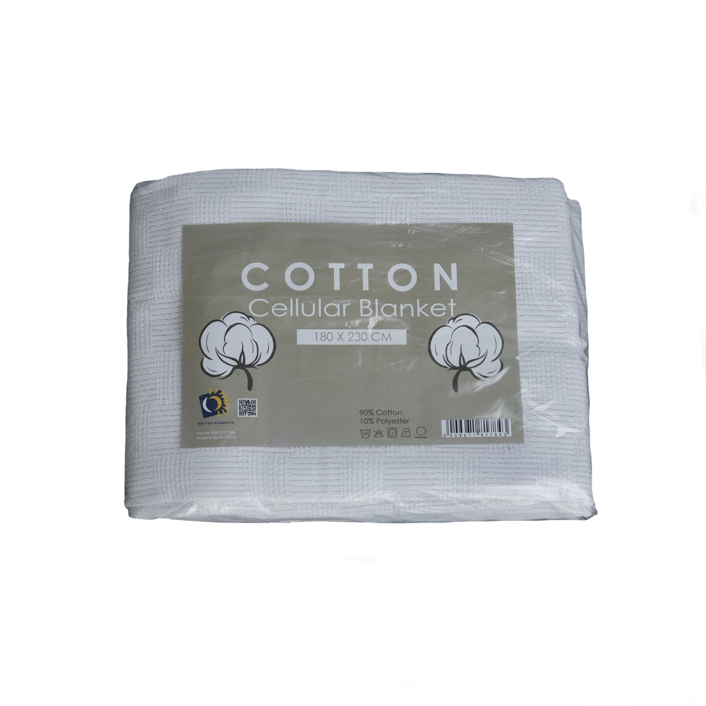 Folded Cotton Cellular Blanket 180x230cm highlighting its lightweight, breathable fabric