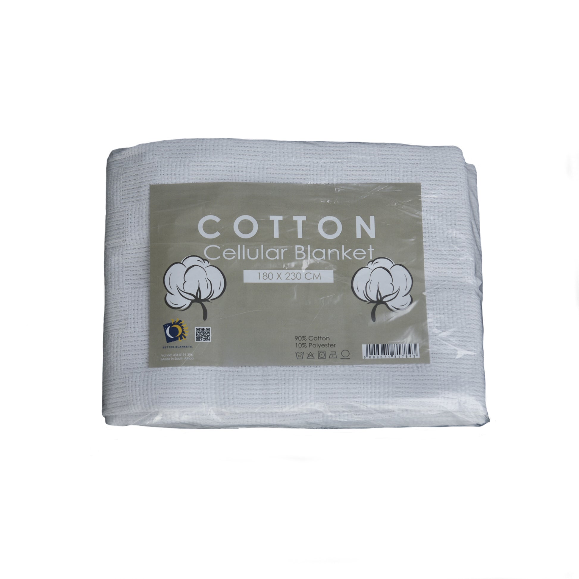 Folded Cotton Cellular Blanket 180x230cm highlighting its lightweight, breathable fabric
