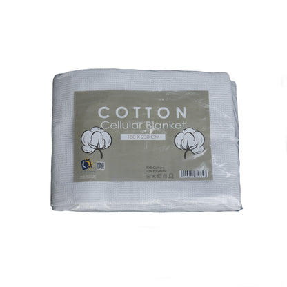 Folded Cotton Cellular Blanket 180x230cm highlighting its lightweight, breathable fabric