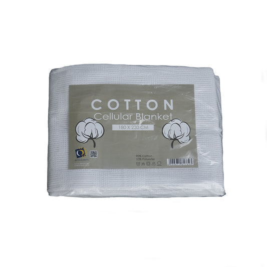 Folded Cotton Cellular Blanket 180x230cm highlighting its lightweight, breathable fabric